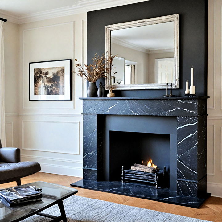 black quartz fireplace to make a statement