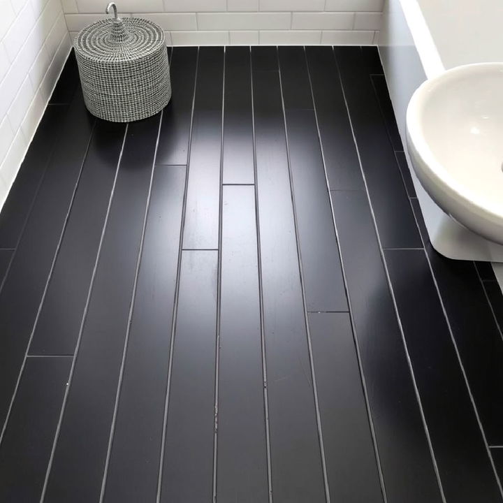 black rectangular tiles bathroom