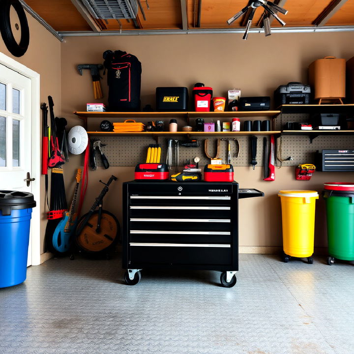 black rolling tool chest for mobile and modern garage storage