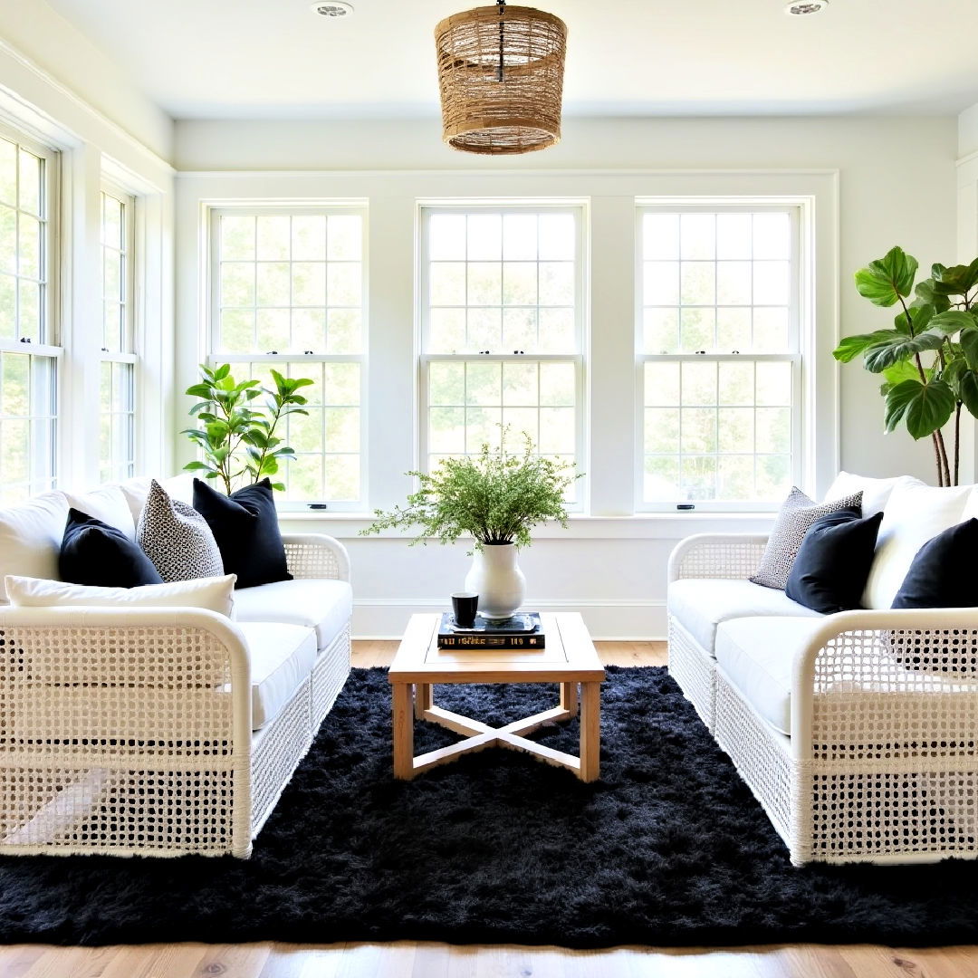 black rug to add warmth