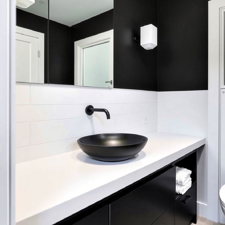 black sink basin with white countertop idea