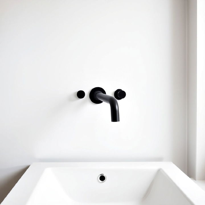 black wall mounted faucets for a minimalist bathroom