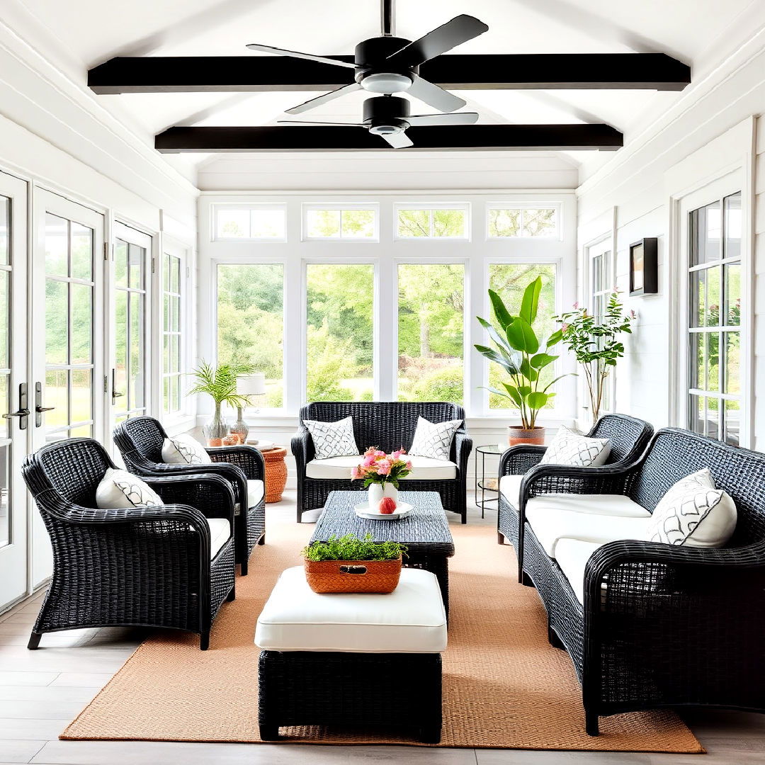 black wicker furniture for a coastal vibe