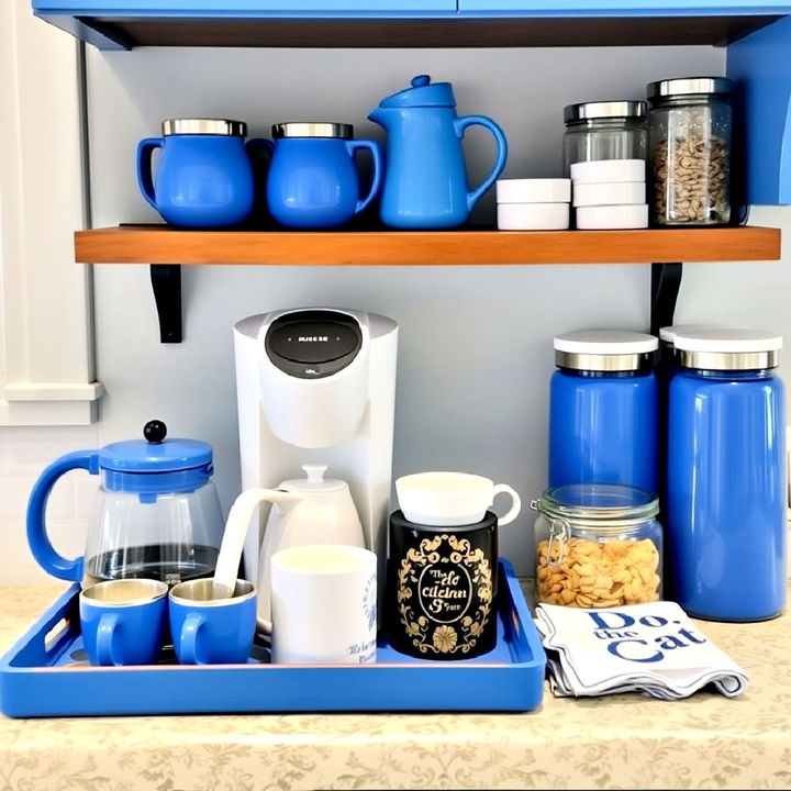 blue coffee station as part of your kitchen setup