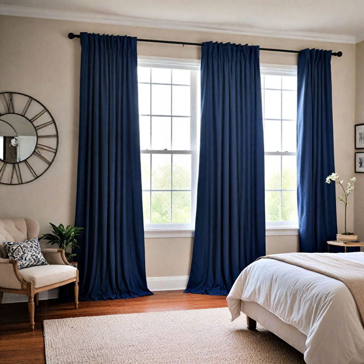 blue curtains for bedroom design