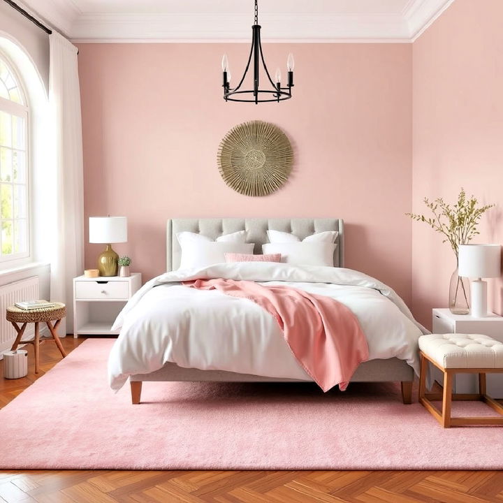 blush pink area rug to add a soft look