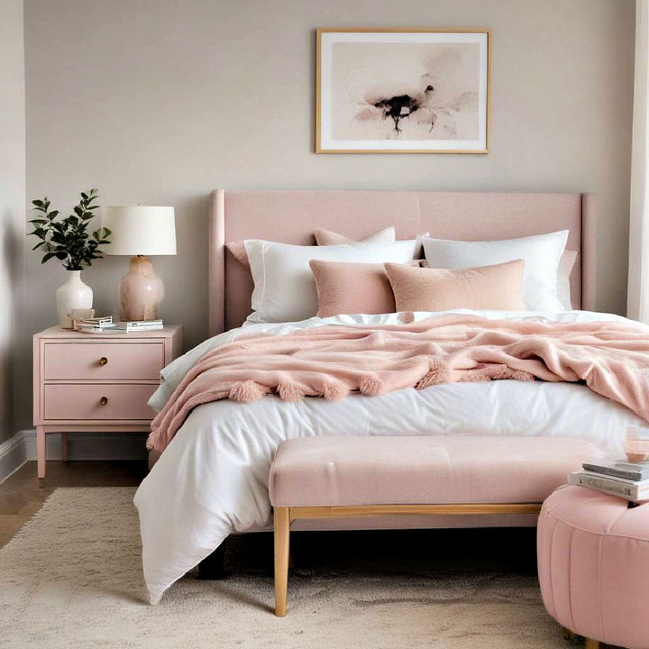 blush pink bedroom furniture accents