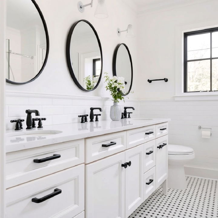 bold black cabinet hardware for bathroom