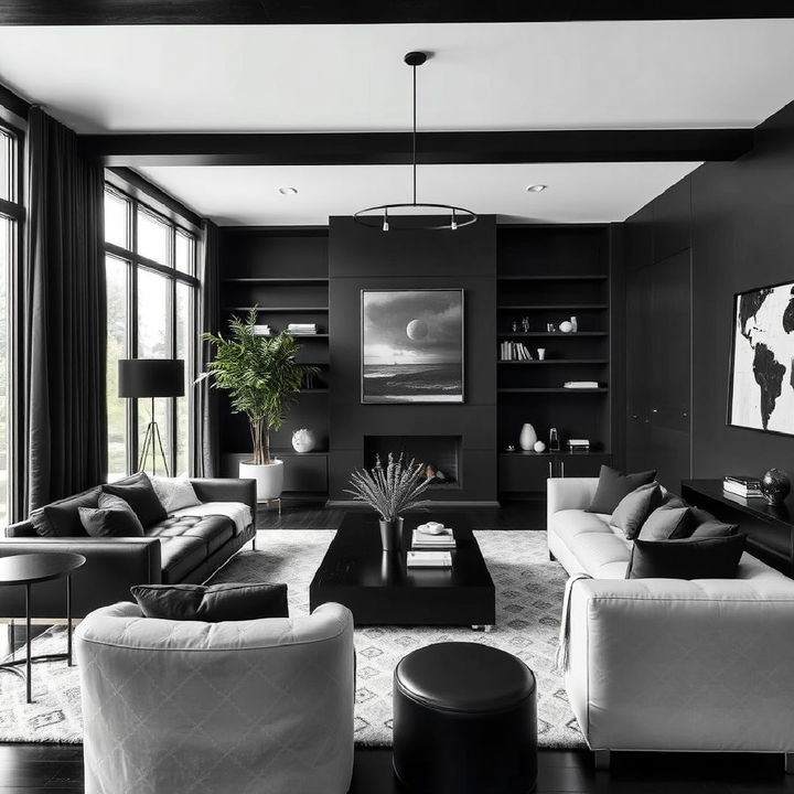 bold black living room