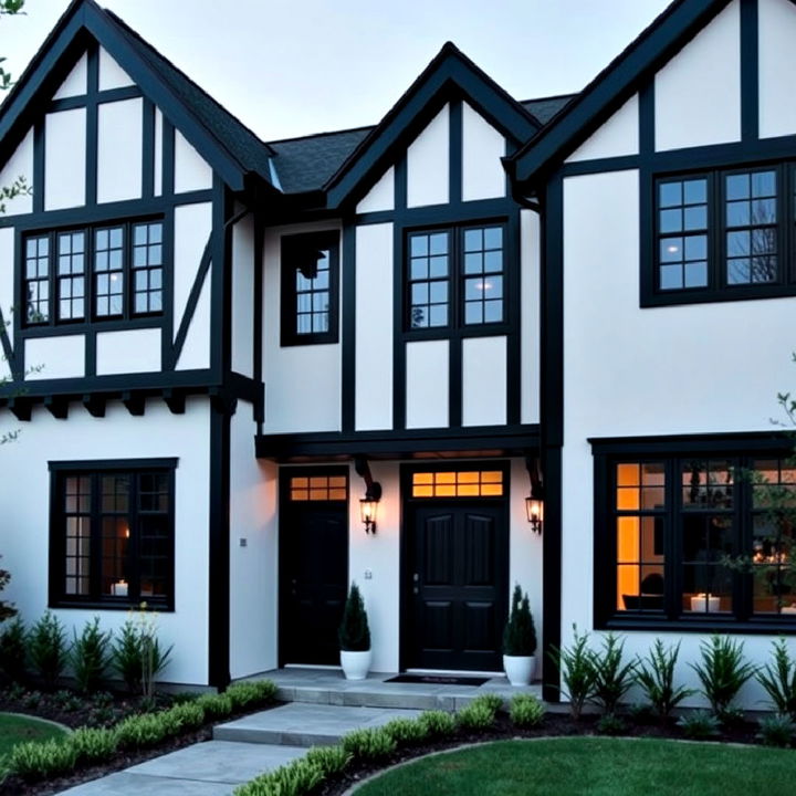 bold black trim for tudor style house