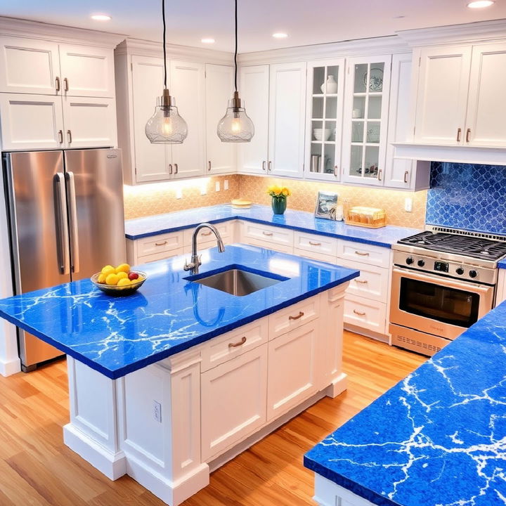 bold blue quartz countertop