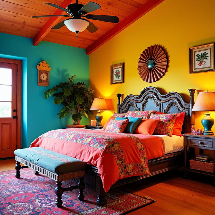 bold bright mexican bedroom walls