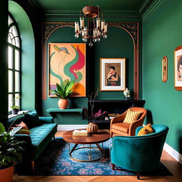 bold color palettes art nouveau interior design