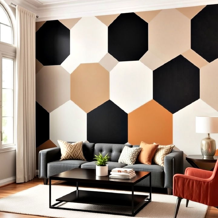 bold hexagon pattern accent wall