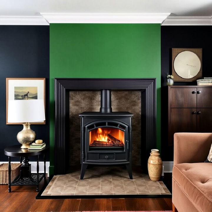 bold paint colors wood stove surround