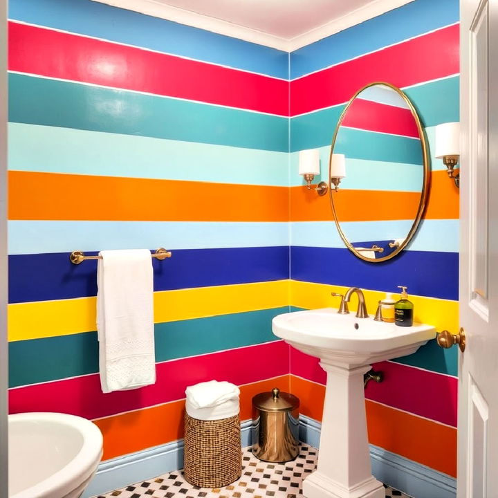 bold paint stripes bathroom