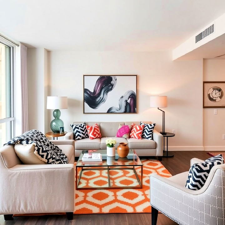 bold patterns for condo living room