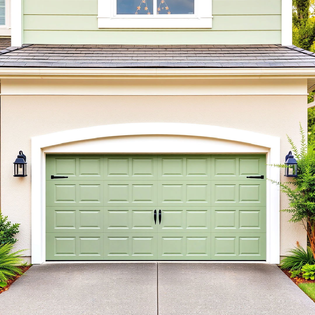 bold sage green garage door