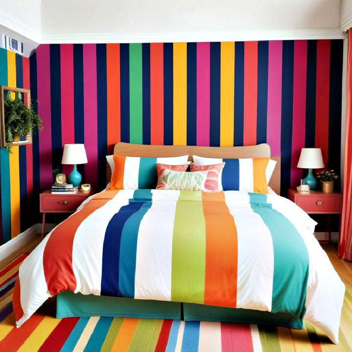 bold striped patterns for a dynamic bedroom look