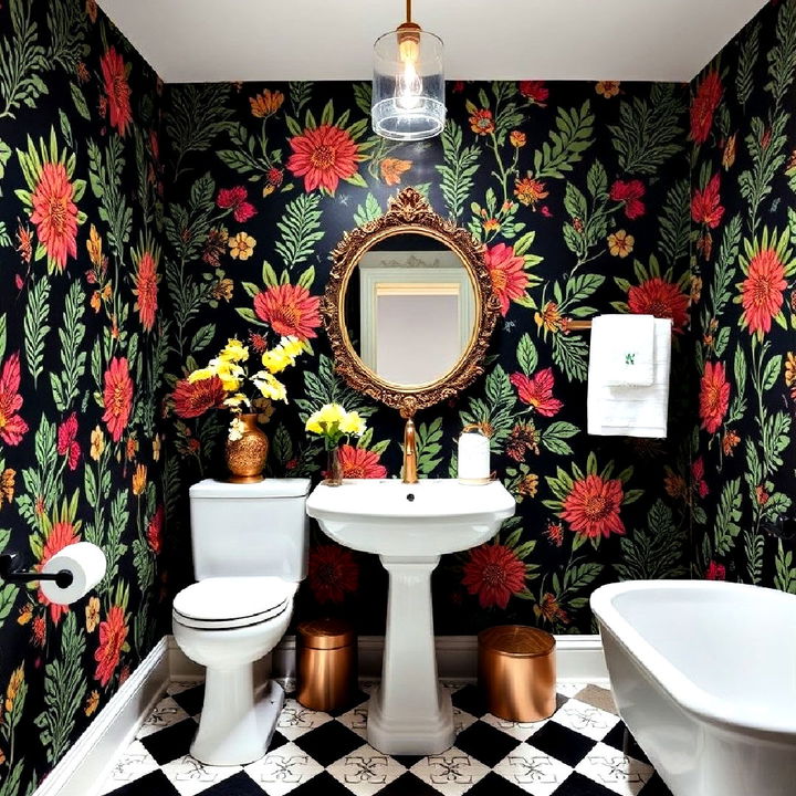 bold wallpaper accents for bathroom