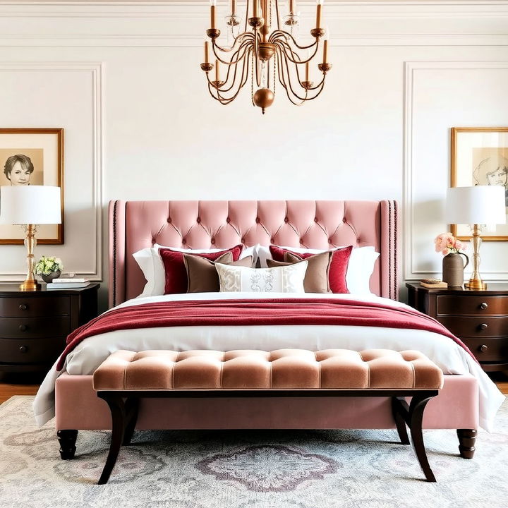 bold yet elegant blush pink headboard