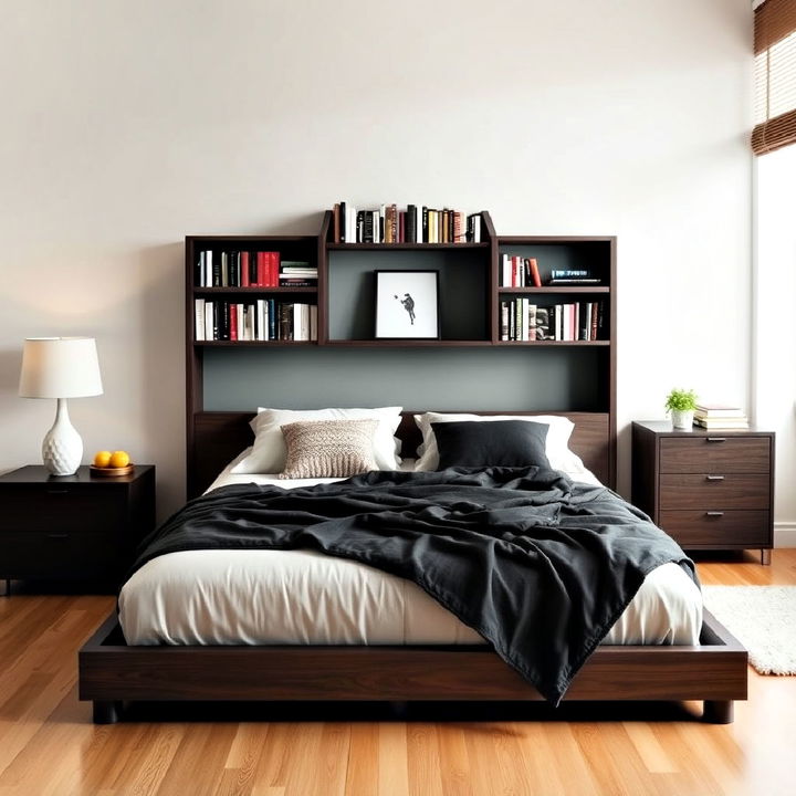 bookshelf headboard bed