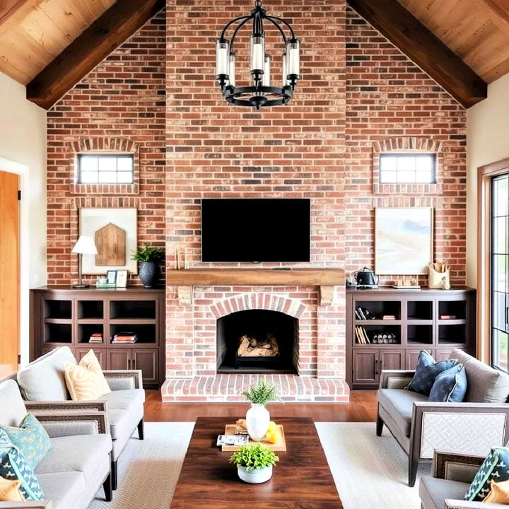 brick fireplace to bring warmth to your home