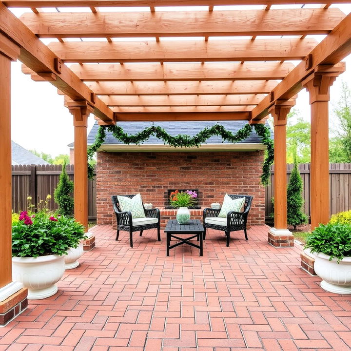 brick pavers pergola flooring