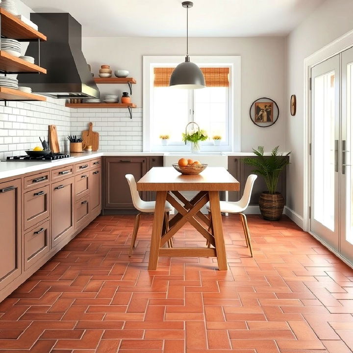 brick shaped terracotta tiles for kitchen design