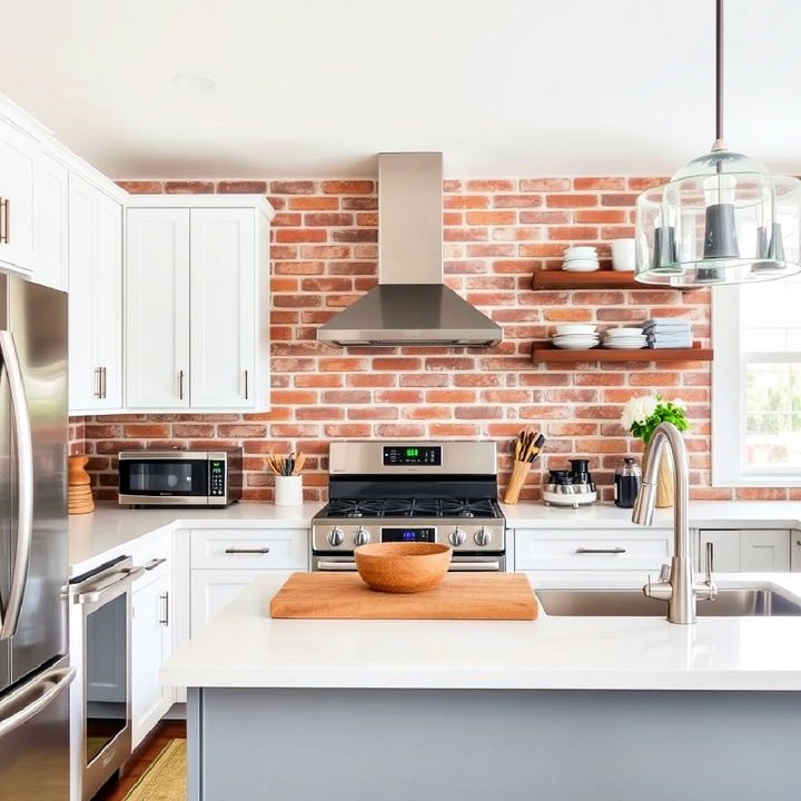 brick veneer backsplash kitchen