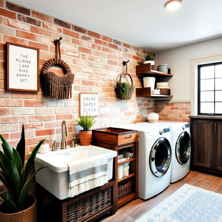 brick veneer tiles for countryside inspired laundry room