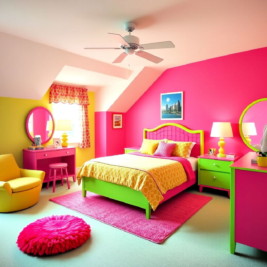 bright whimsical color bedroom