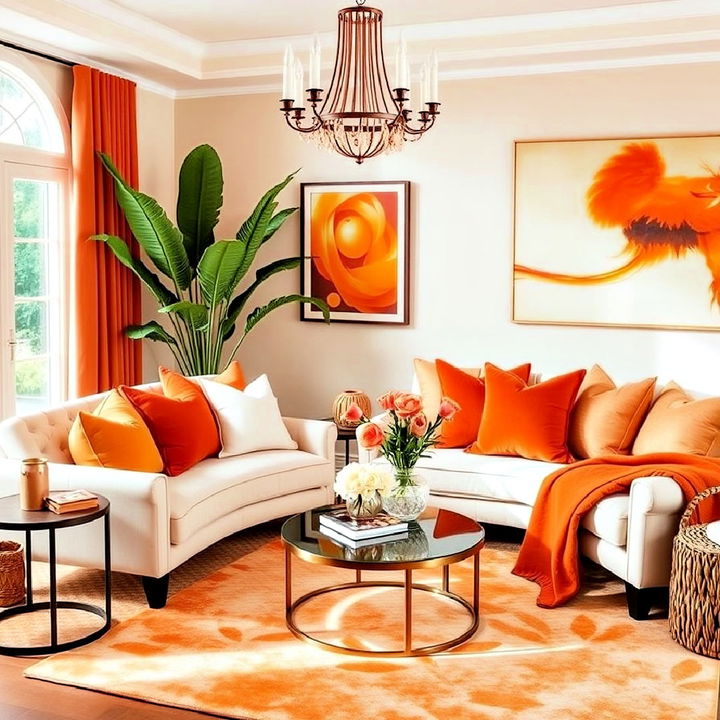 brighten your living room with orange accents