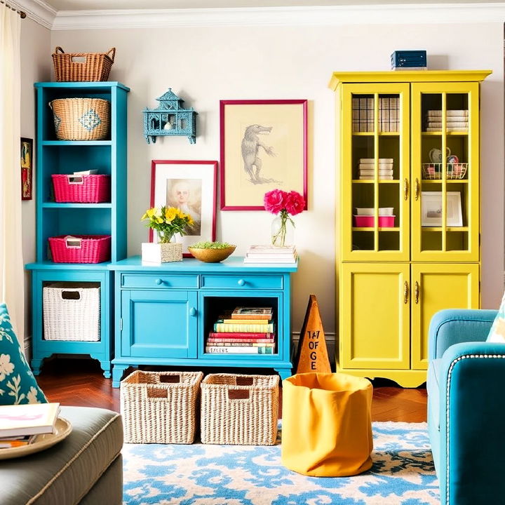 brightly colored storage solutions