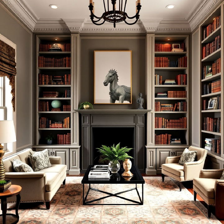 bring built in bookcases to a parlor room