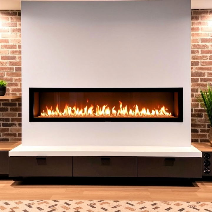 sleek linear fireplace