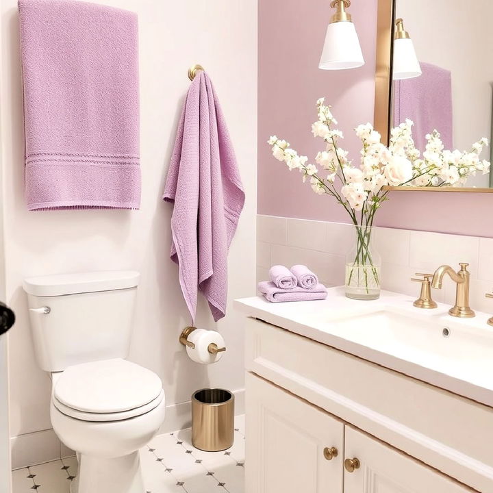 budget friendly lilac towels and accessories