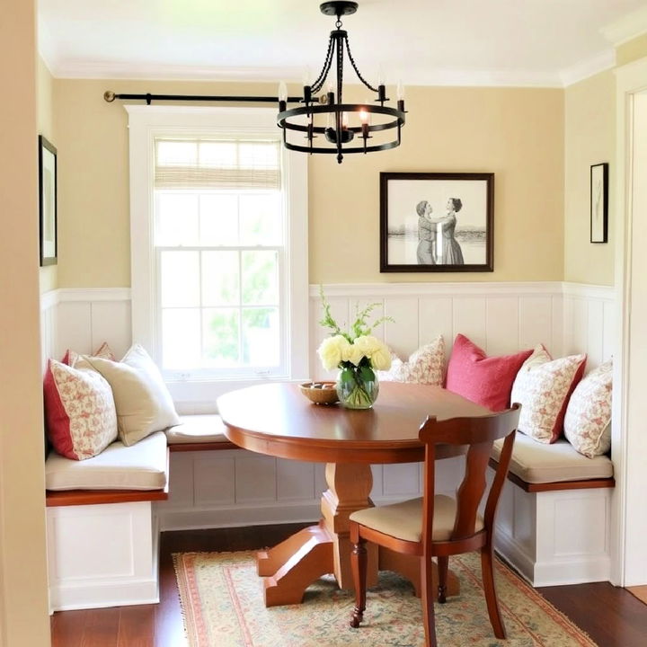 built in bench seating for a cozy nook