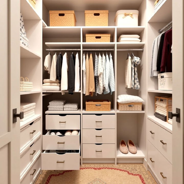 built in drawers nursery closet