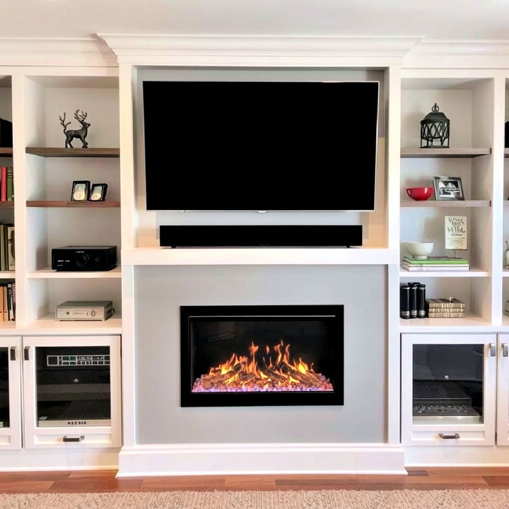 built in fireplace with entertainment center