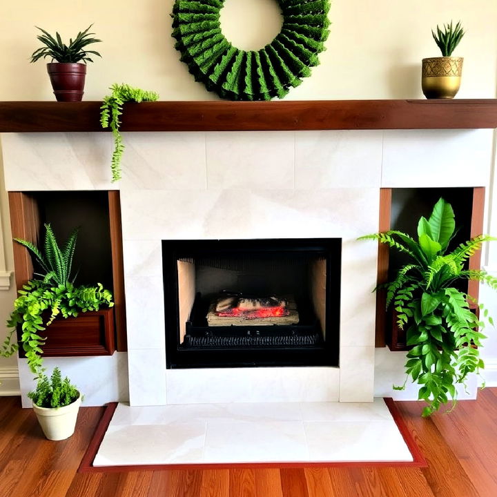 built in planter boxes for fireplace