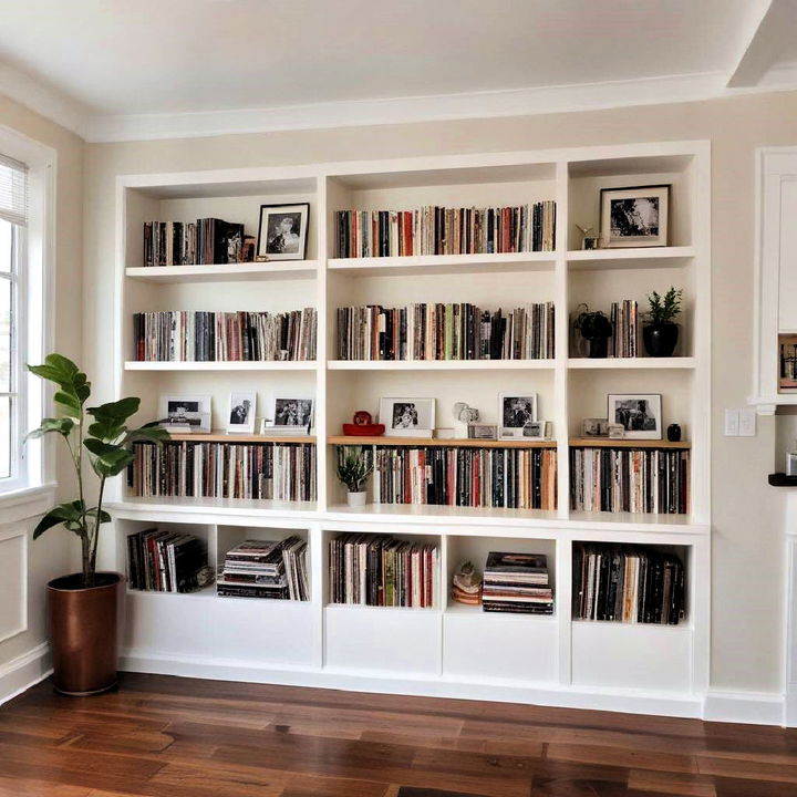 built in shelving for music collection