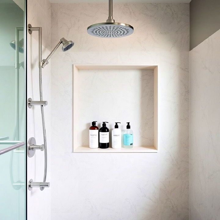 built in shower niche for storage solution