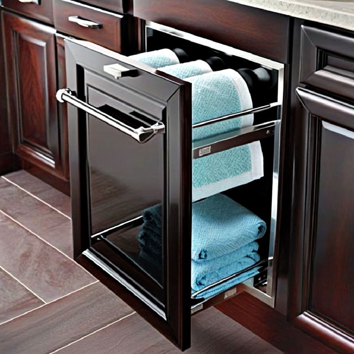 built in towel warmer drawer