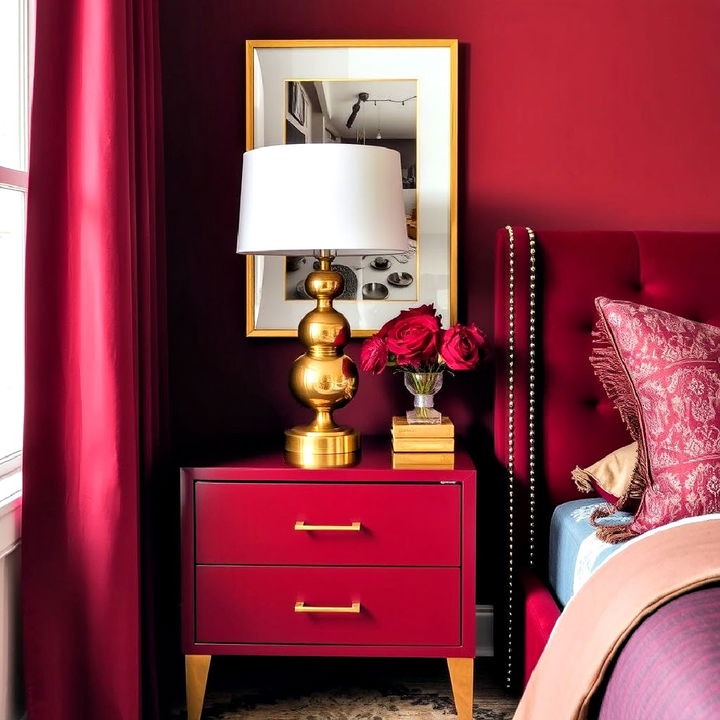 burgundy and metallic accents