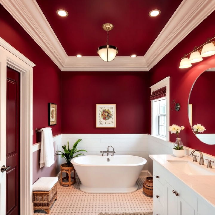 burgundy bathroom ceiling design