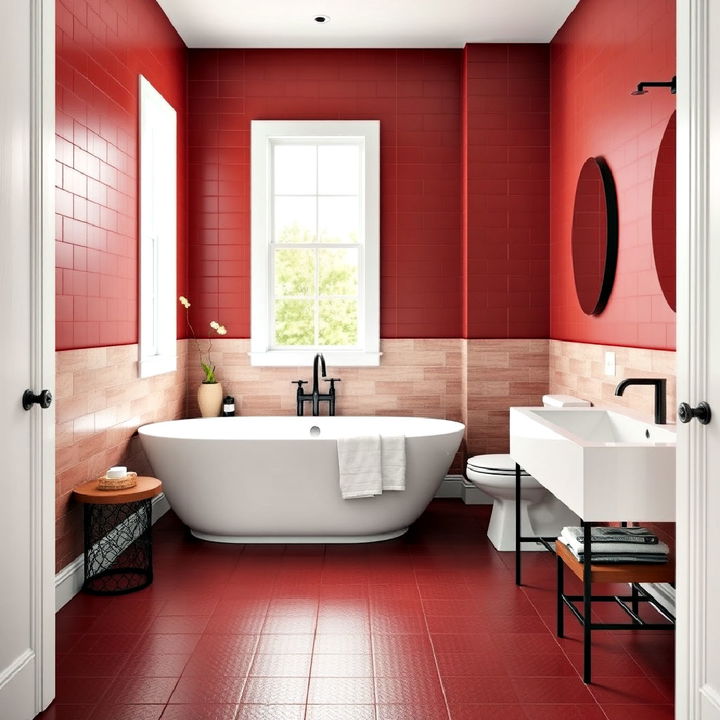 burgundy bathroom floor tiles