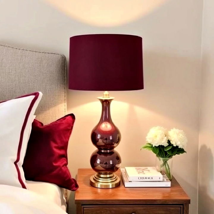 burgundy nightstand accents for bedroom