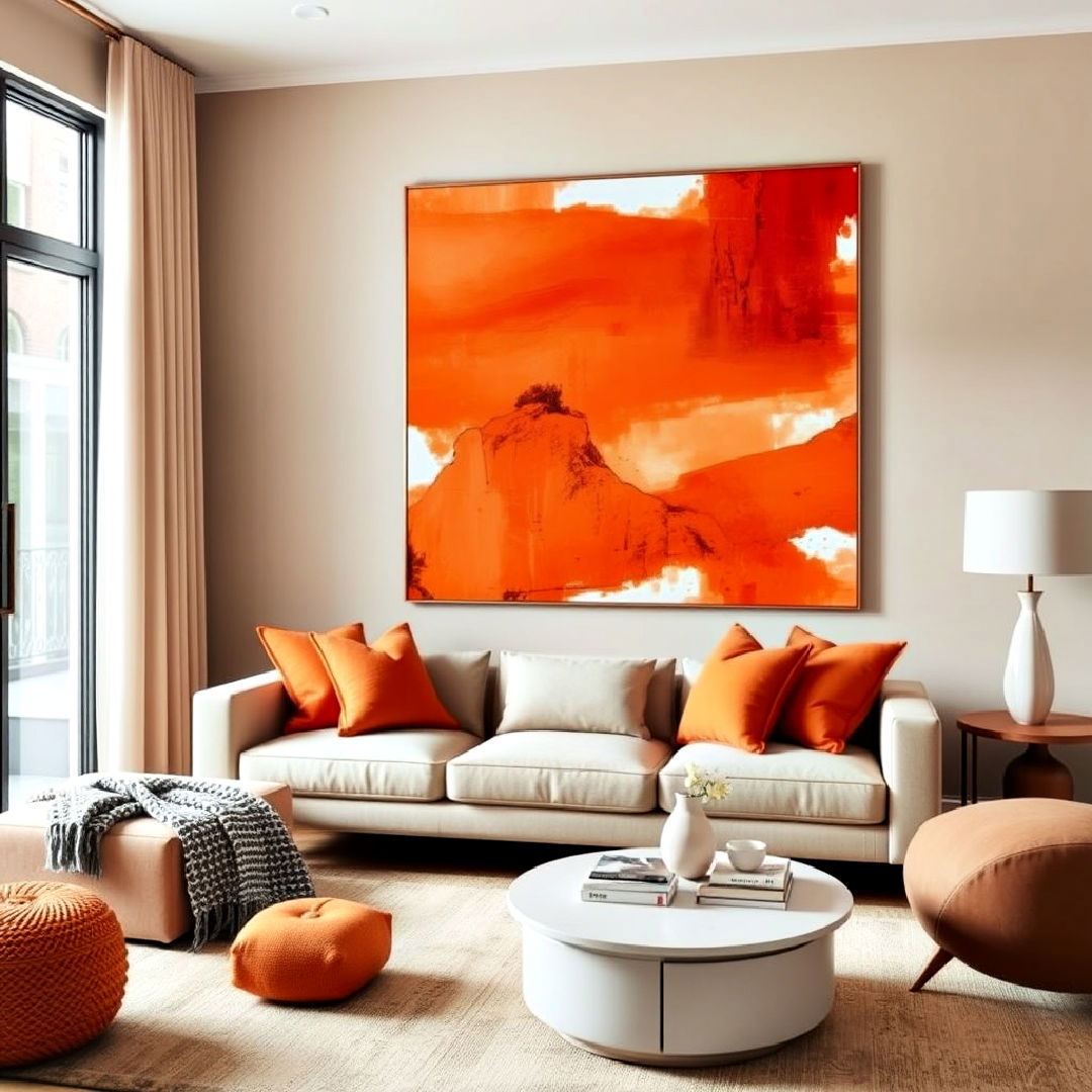 burnt orange abstract art for living room