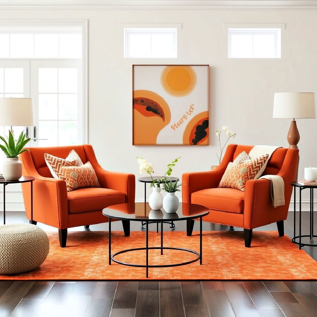 burnt orange accent chairs for living room